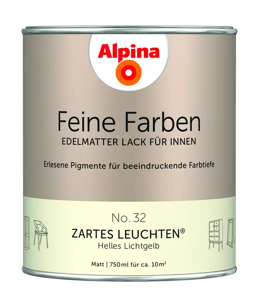 Bild 1 von Alpina Feine Farben Lack No. 32 Zartes Leuchten - lichtgelb 750 ml