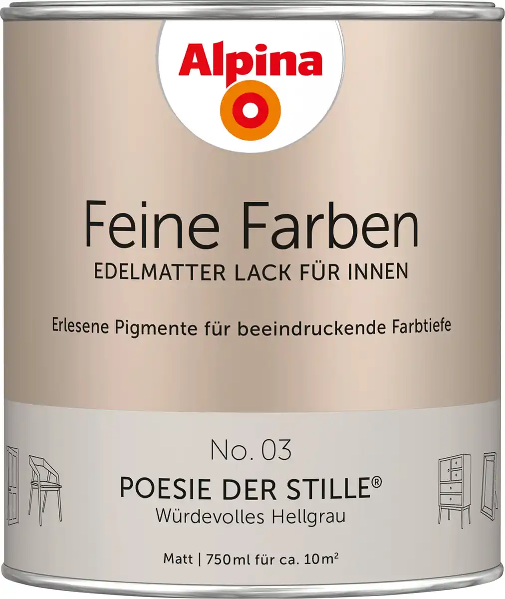 Bild 1 von Alpina Feine Farben Lack No. 03 Poesie der Stille - hellgrau 750 ml