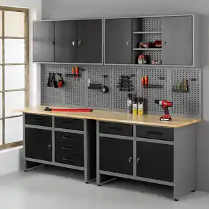 Kraft Werkzeuge Garagenschrank 6tlg. schwarz 240 cm