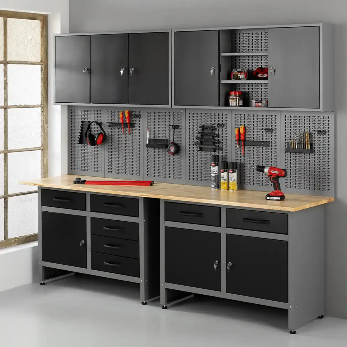 Bild 1 von Kraft Werkzeuge Garagenschrank 6tlg. schwarz 240 cm