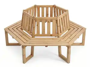 Prestige Home Living Outdoor Baumbank 360° 6-Eckig aus Tannenholz, ca. 205 x 178 x 90 cm