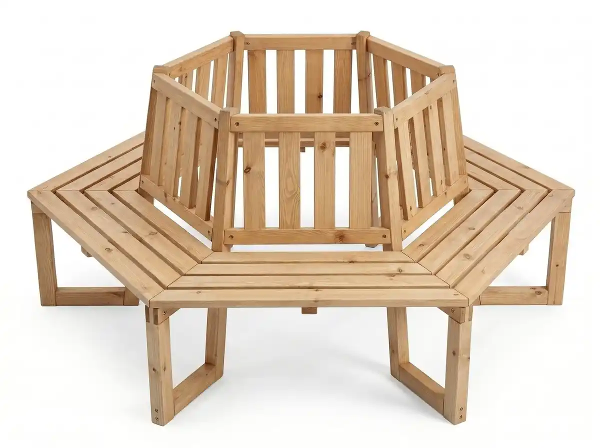 Bild 1 von Prestige Home Living Outdoor Baumbank 360° 6-Eckig aus Tannenholz, ca. 205 x 178 x 90 cm