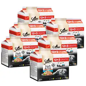 Sheba Portionsbeutel-Multipack "Fresh & Fine" in Sauce 12 x 50g + 3 x 50g - 6er Set
