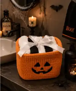 Halloween Korb mit Gästehandtüchern