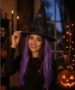 Halloween Hexenhut mit Haaren