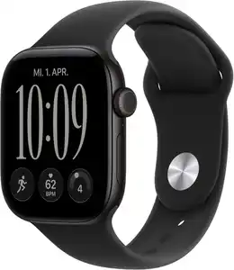 Apple Watch Series 12 (42mm) GPS Smartwatch Alu mit Sportarmband M/L schwarz/schwarz