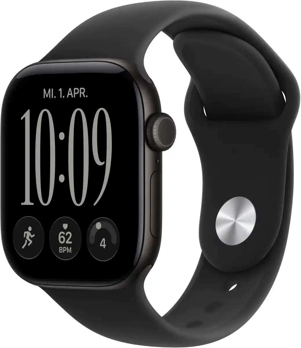 Bild 1 von Apple Watch Series 12 (42mm) GPS Smartwatch Alu mit Sportarmband M/L schwarz/schwarz