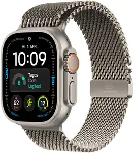 Apple Watch Ultra 4 (49mm) GPS+5G Smartwatch Titan mit Milanaise Armband (M) natur/natur