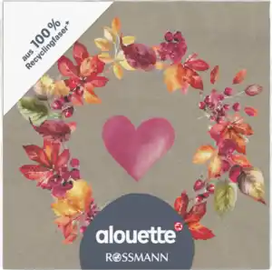 alouette Recycling Cocktail-Serviette Kranz/Herz