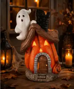 Halloween Teelichthalter Kürbishaus