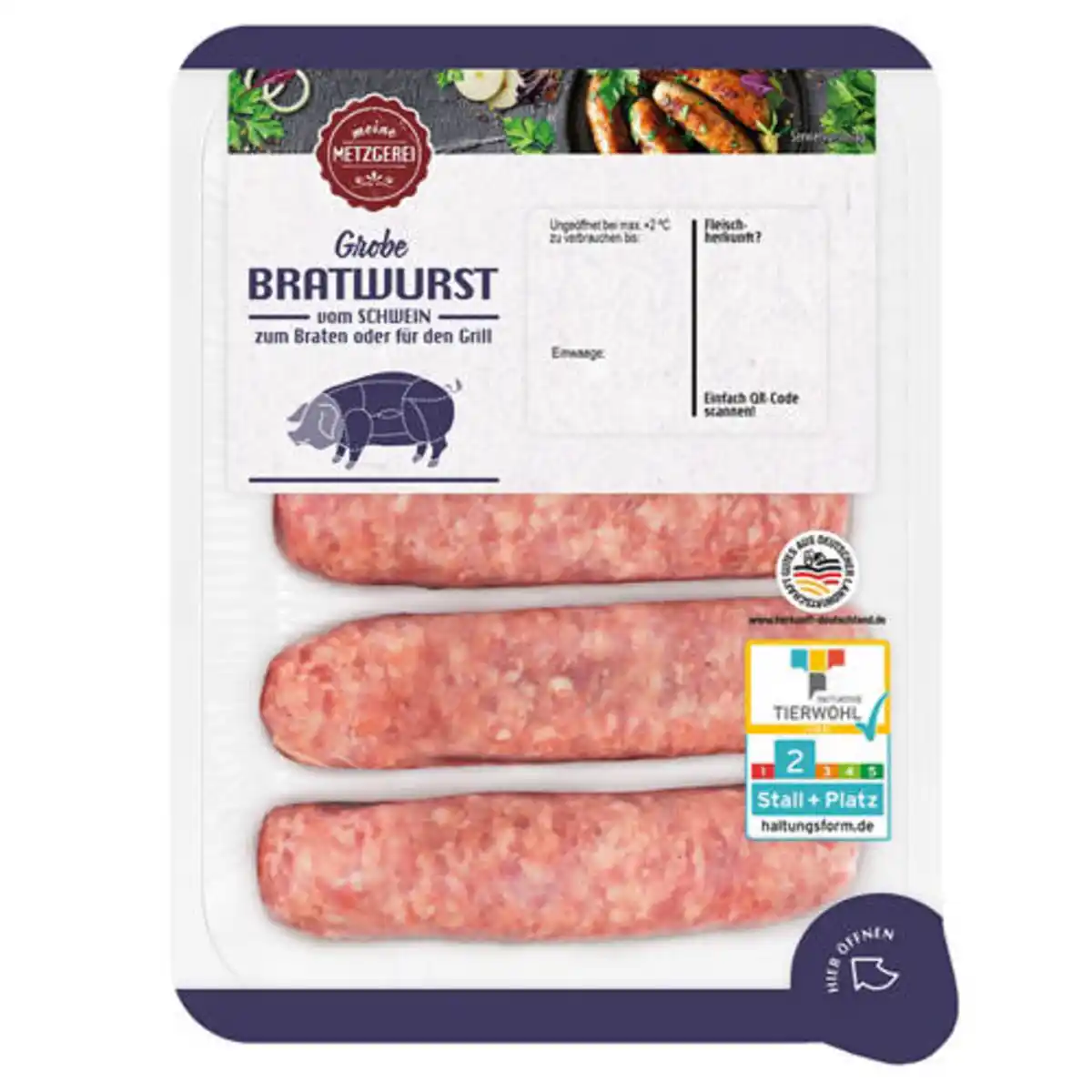 Bild 1 von MEINE METZGEREI Schweine-Bratwurst 600 g