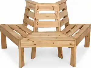 909 OUTDOOR Baumbank 180° 4-Eckig aus Tannenholz, ca. 74 x 167 x 75 cm