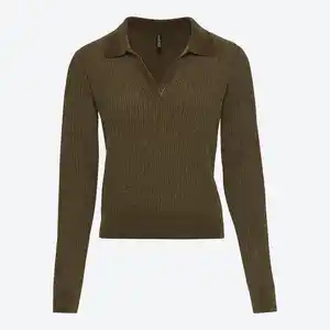 Damen-Strickpullover mit Polo-Kragen