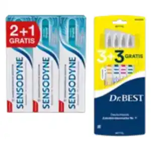 Sensodyne MultiCare Original Zahncreme 2 + 1 oder Dr. Best Zahnbürste 3 + 3