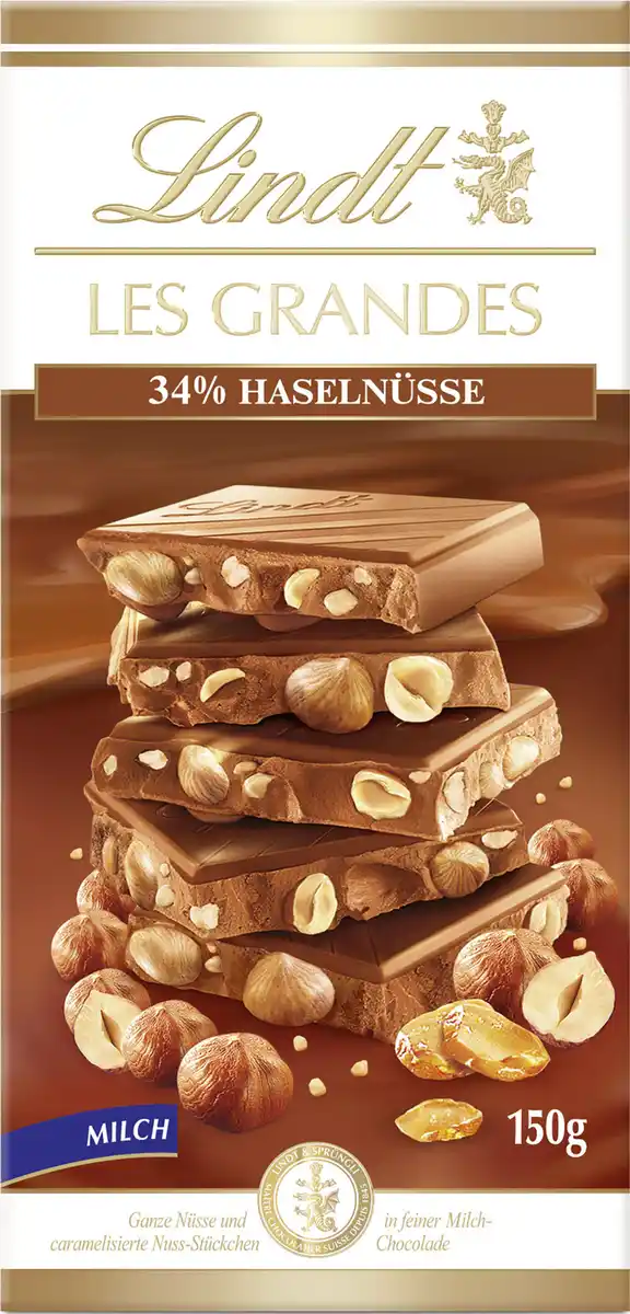 Bild 1 von Lindt Les Grandes Milch-Haselnuss Tafel