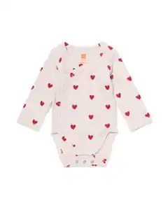 Baby-Strampler zum Mitwachsen mit Rippenstruktur, Herzen lila