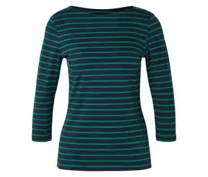 Shirt mit 3/4-Arm, grün-navy gestreift