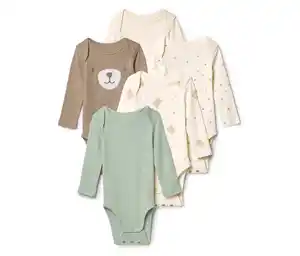 5 Baby-Bodys mit Mitwachsfunktion, Bärchen