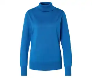 Feinstrick-Rollkragenpullover, blau