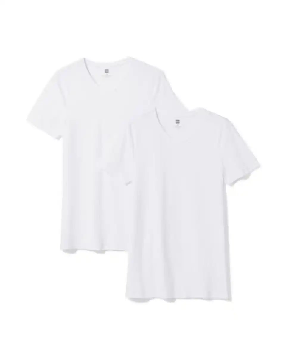 Bild 2 von Herren-T-Shirts, Slim Fit, V-Ausschnitt, extra lang – 2 Stück weiß