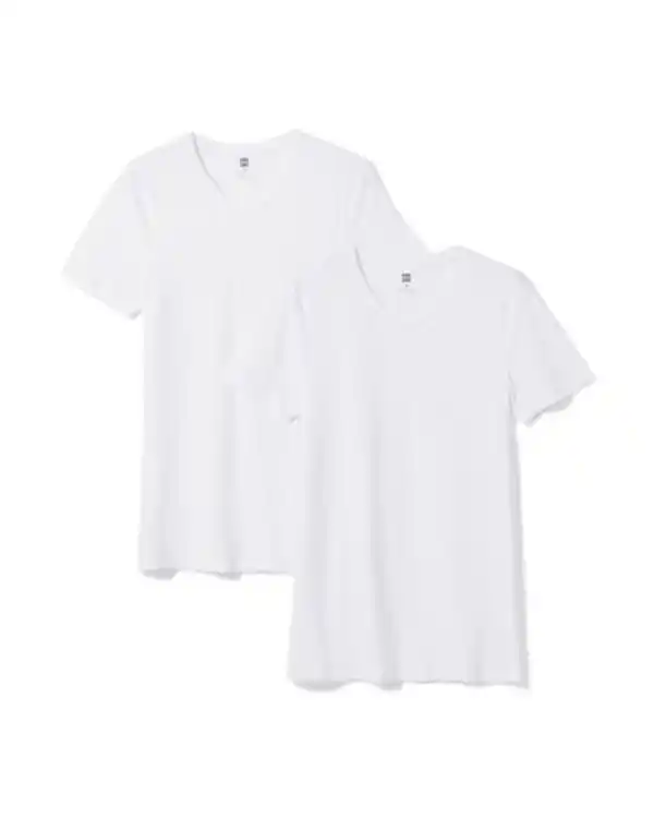 Bild 2 von Herren-T-Shirts, Slim Fit, V-Ausschnitt, extra lang – 2 Stück weiß