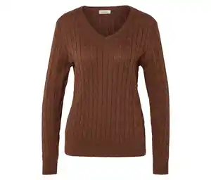 Zopfstrickpullover, cognac