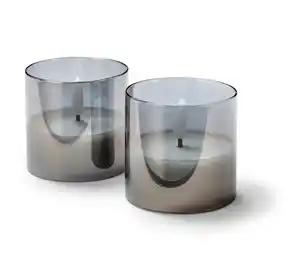 2 LED-Echtwachskerzen im Glas, klein