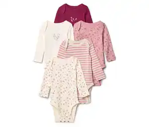 5 Baby-Bodys mit Mitwachsfunktion, Blumen