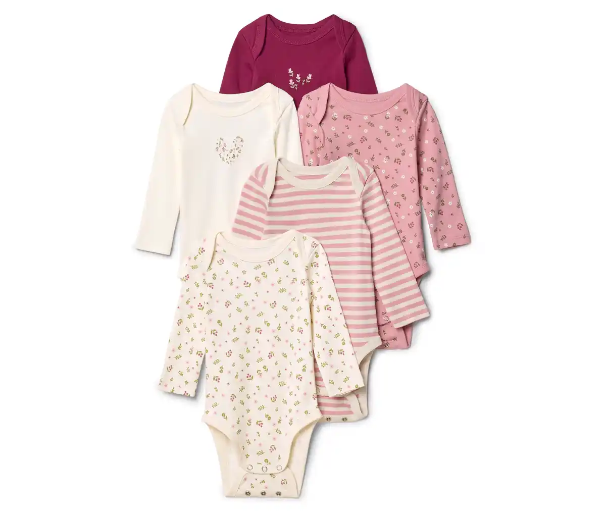Bild 1 von 5 Baby-Bodys mit Mitwachsfunktion, Blumen