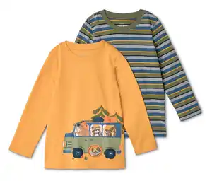 2 Kinder-Langarmshirts, Waldtiere