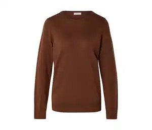 Merino-Feinstrickpullover, cognac