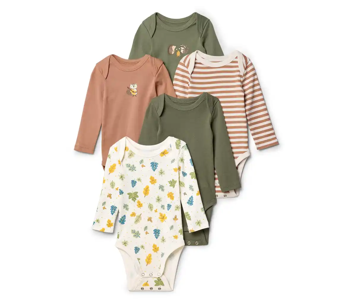 Bild 1 von 5 Baby-Bodys mit Mitwachsfunktion, Waldtiere