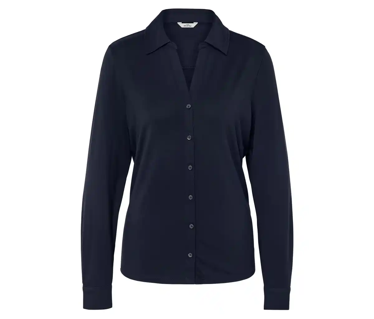 Bild 1 von Blusenshirt mit Knopfleiste, dunkelblau