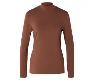 Blusenshirt mit Stehkragen, cognac