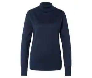 Feinstrick-Rollkragenpullover, dunkelblau