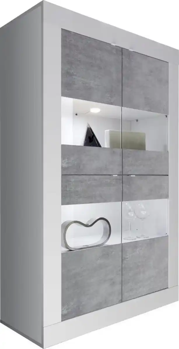 Bild 1 von Home affaire Vitrine Basic Höhe 162 cm, Standvitrine mit 4 Türen - Metallgriffe, Stauraumvitrine in moderner Rahmenoptik, Hochschrank, Anrichte