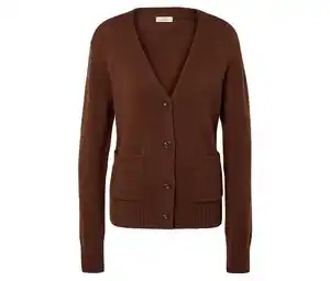 Strickcardigan, Wollmix, cognac