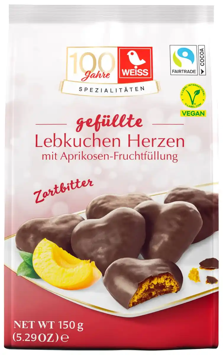 Bild 1 von WEISS Lebkuchen-Herzen, 150-g-Beutel