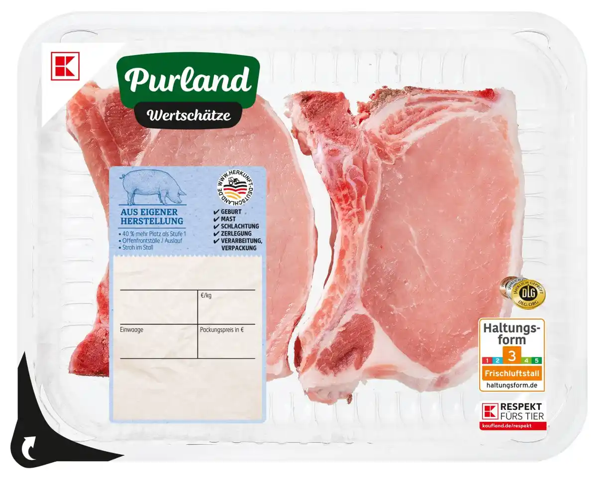 Bild 1 von K-PURLAND WERTSCHÄTZE Schweinekotelett, 2 St. = 340-g-Packg.