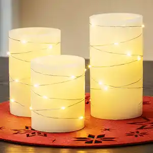 I-Glow LED-Echtwachskerzen 3er-Set
