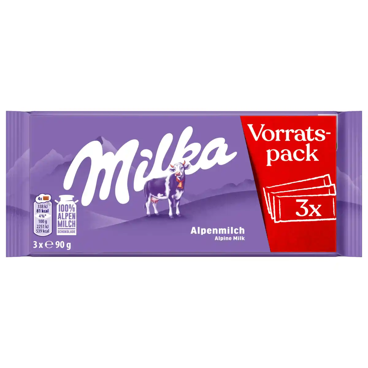 Bild 1 von Milka Schokoladentafel Alpenmilch Multipack 3x90g