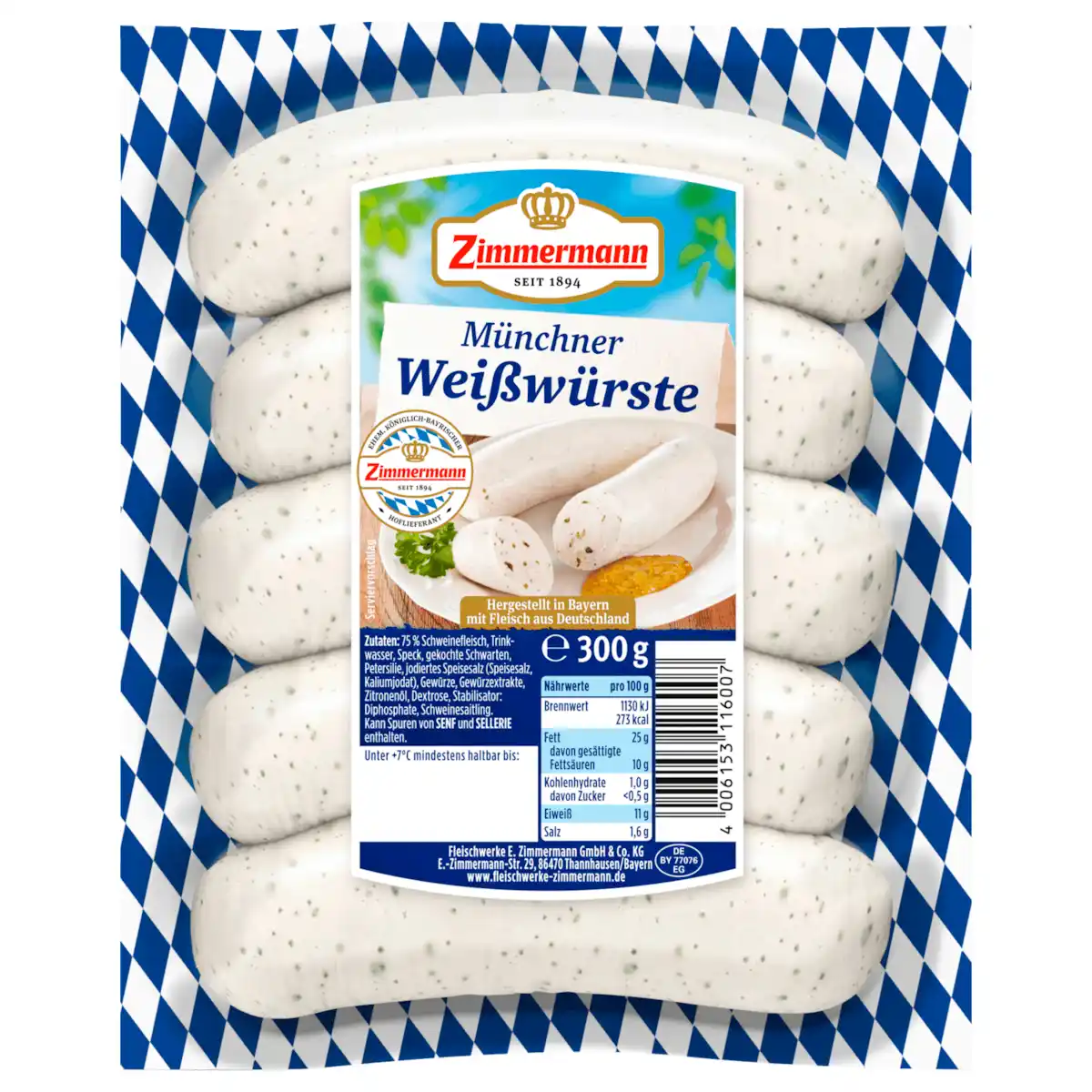 Bild 1 von Zimmermann Münchner Weißwürste 5x60g