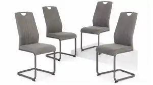 Schwingstuhl 4er-Set in grau aus Microfaser - CHRISTINA