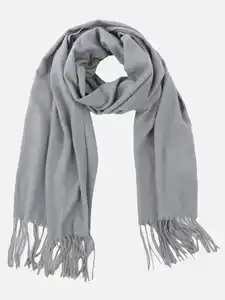 Damen Schal mit Fransen Grau