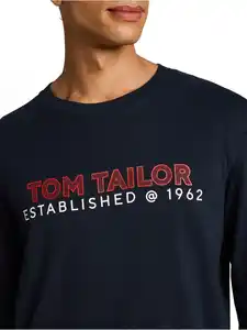 Herren Langarmshirt mit Logoprint Blau