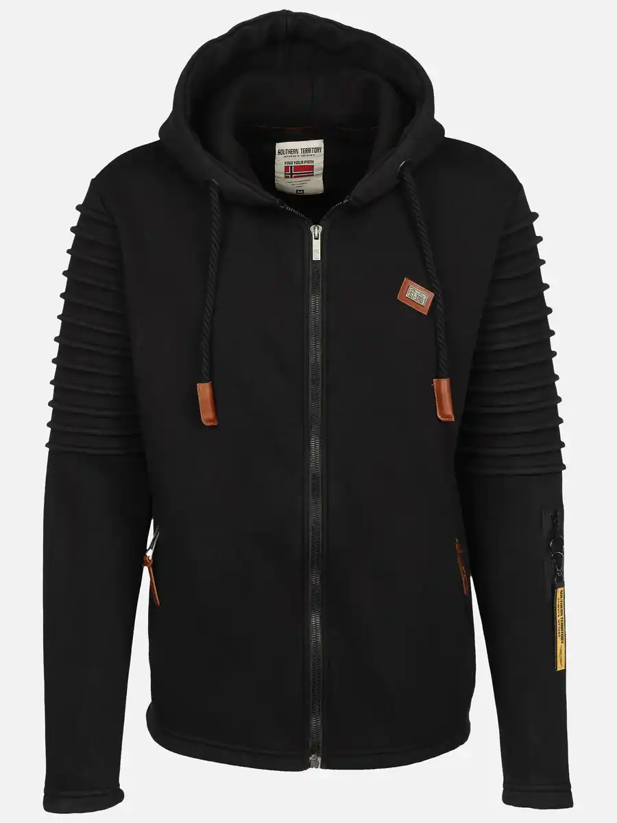 Bild 1 von Herren Bikersweatjacke mit Kapuze Schwarz