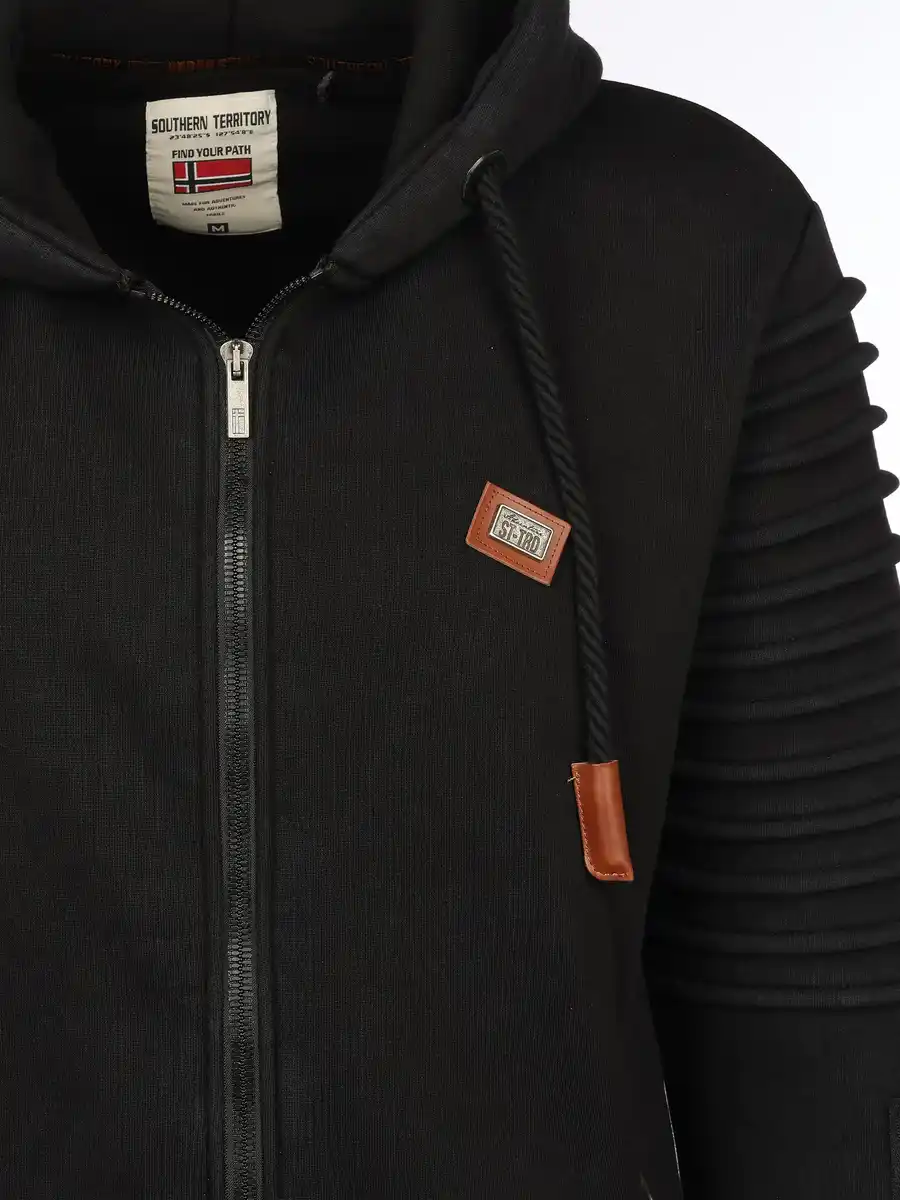 Bild 3 von Herren Bikersweatjacke mit Kapuze Schwarz