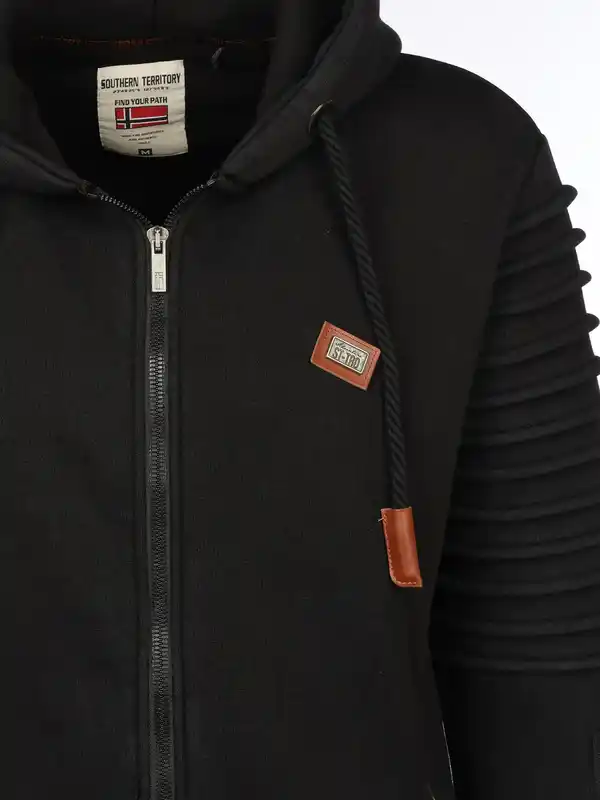 Bild 3 von Herren Bikersweatjacke mit Kapuze Schwarz