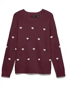 Vero Moda VMDOFFY INTARSIA LS O Pullover Rot