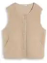 Bild 2 von Damen Teddy Weste mit Druckknöpfen Beige